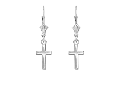 Cross Fashion Earring with Rhodium Plating